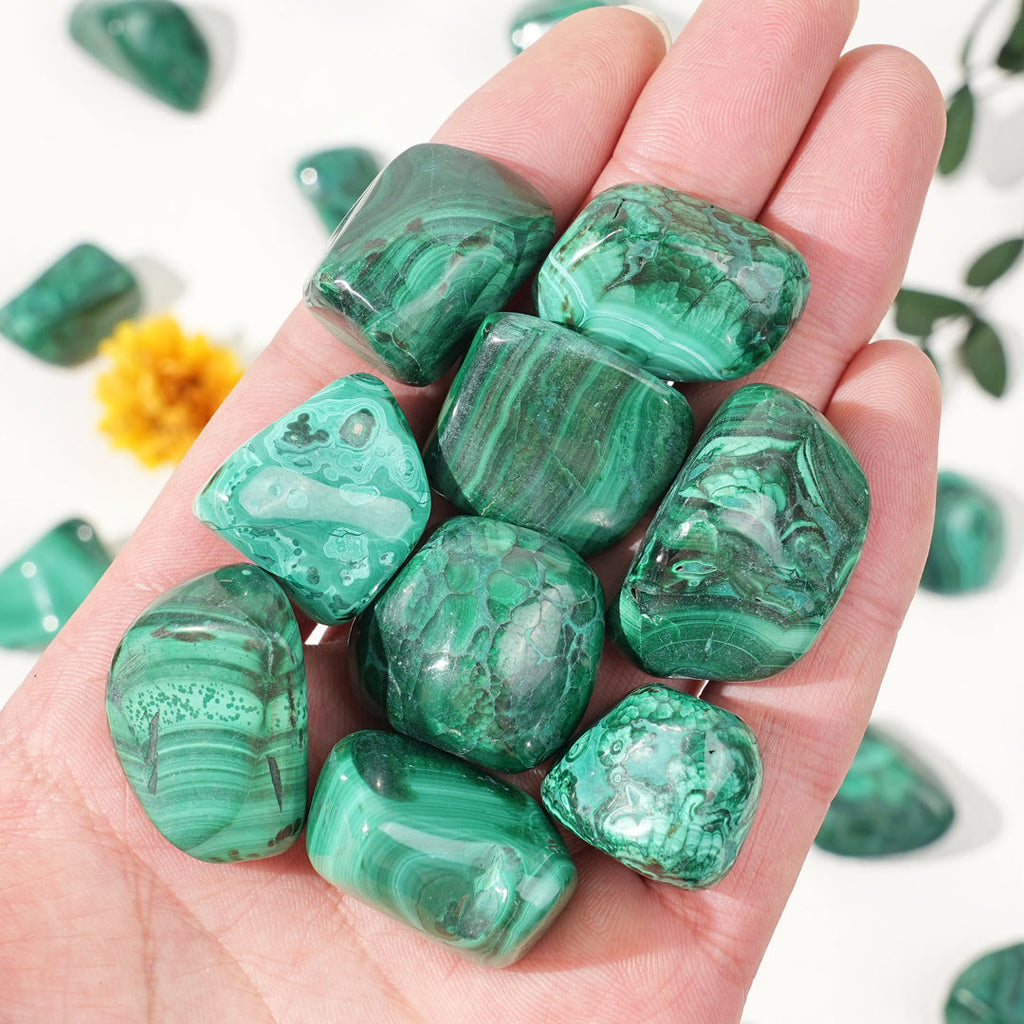 Natural Malachite Tumbled Stones